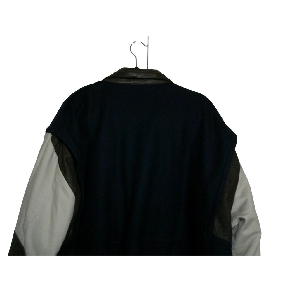 Gant Varsity Bomber Jacket Mens XL Navy Blue Wool Leather Elbow Patch Vintage - Picture 10 of 16